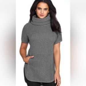 UGG Shelby Gray Waffle Knit Hi Lo Cowl Neck Tunic Sweater Size S